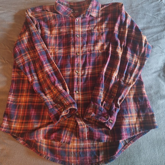 Eddie Bauer Other - Eddie Bauer Mens XXL Flannel Shirt Long Sleeve Plaid Button Down Burgundy Blue